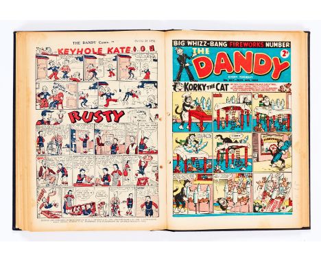 Dandy (Jun-Dec 1950) 445-475. Half year in bound volume with Desperate Dan, Keyhole Kate and Freddy the Fearless Fly. Bright 