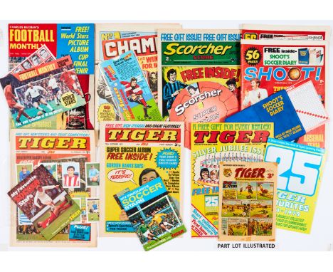 Football Free Gifts in Comics (1969-84). Charles Buchan's Football Monthly (May 1969) wfg with Souvenir World Stars Album + i