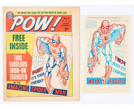 POW! No 2 (1967) wfg Spider-Man Transfer. Free gift as new, comic with clean cream/light tan pages [fn+]