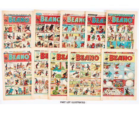 Beano (1950) 390-441. Complete year with the first Sinbad by Paddy Brennan, Sammy's Super Rubber by Allan Morley and old pals