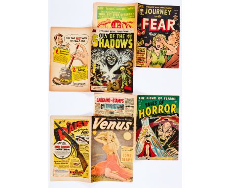 Journey Into Fear 4 (1951). Cream/light tan pages, slight crush to lower page edges [vg], Out of the Shadows 5 (#1 1952) ligh