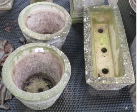 2 CIRCULAR PLANT POTS &amp; TROUGH