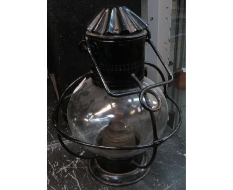 BLACK PAINTED METAL SHIPS LAMP