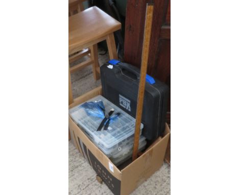 BOX OF MIXED TOOLS, BOXES OF SCREWS ETC&nbsp;## pat tested ##