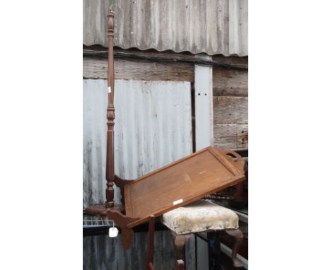 FIRE SCREEN, FOOT STOOL, STANDARD LAMP &amp; SIDE TABLES