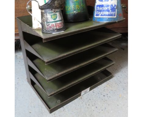 VINTAGE GREEN INDUSTRIAL STYE DESKTOP FILING TRAY