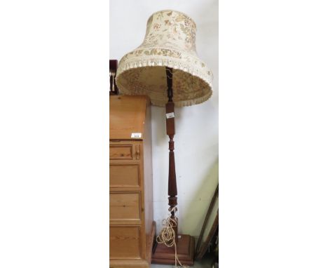 MAHOGANY STANDARD LAMP WITH SHADE