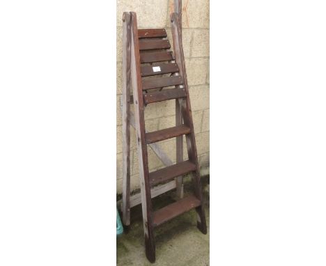 VINTAGE WOODEN STEP LADDER WITH SUPPORT