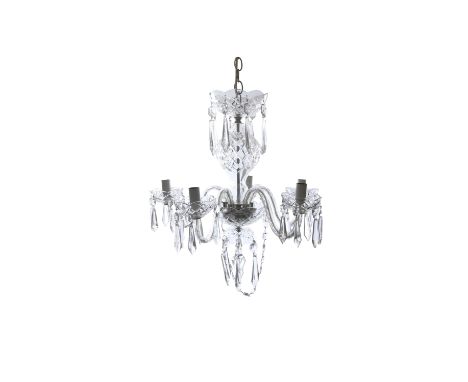 ** PLEASE NOTE THAT THIS LOT SHOULD READ** A WATERFORD CUT GLASS FIVE BRANCH CEILING LIGHT, the corona and scroll arm branche