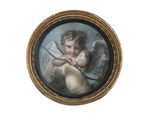 FRENCH SCHOOL (19TH CENTURY) Cupid Firing His Arrow Tondo, pastel, 49cm diameter