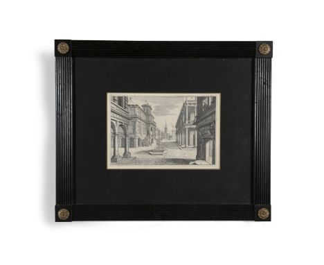 A COLLECTION OF SIX ARCHITECTURAL LIBRARY PRINTS, 18th century, in regency style reeded frames 
