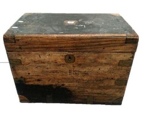 Small Camphor Trunk with brass handles & strapwork, approx. 24" x 13 3/4" x 17 1/2" 