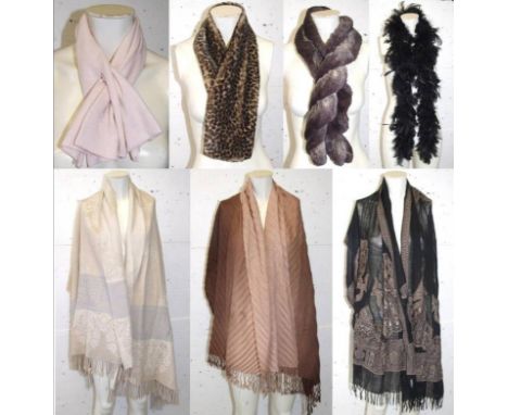 Jaeger Woollen Shawl, Hobbs Animal Print Fur Scarf, 2 Tone Brown Shawl, Phase Eight faux fur scarf, Pink Cashmere Scarf, Blac