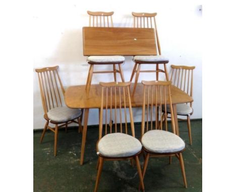 Original 1973 Ercol Windsor Extending Solid Elm & Beech Dining Table with extending leaves, 7'4" x 2'9" open, 5' x 2'9" close