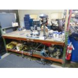 Dayton 10'' Pedestal Drill, Dayton 6'' Double End Bench Grinder, 4'' Bench Vise, Hose Reel all