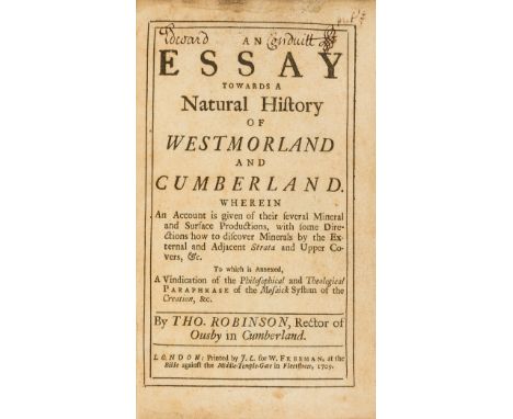 Lake Disctrict.- Robinson (Thomas) An Essay towards a Natural History of Westmorland and Cumberland, 2 parts in 1, first edit