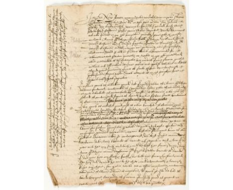 Law.- Legal notes on case of Fletcher vs Potter, manuscript in Latin, 3pp., docket title, folds, water-stain at foot, causing