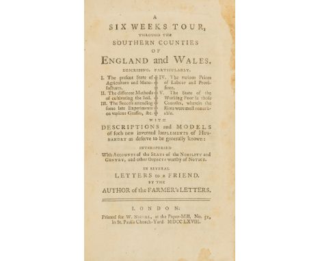 Agriculture.- [Young (Arthur)] A Six Weeks Tour, through the Southern Counties of England and Wales, first edition, half-titl