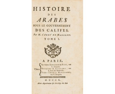 NO RESERVE Middle East.- Marigny (François Augier, l'Abbé de) Histoire des Arabes sous le gouvernement des califes, 4 vol., f