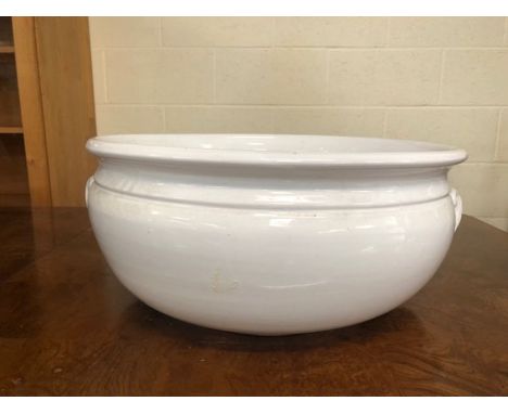 Large white Ceramic crucible bowl, Great decorators item, approximately 50cm diameter 
