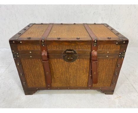 Reproduction studded and leather trunk, approx 71cm x 42cm x 47cm 