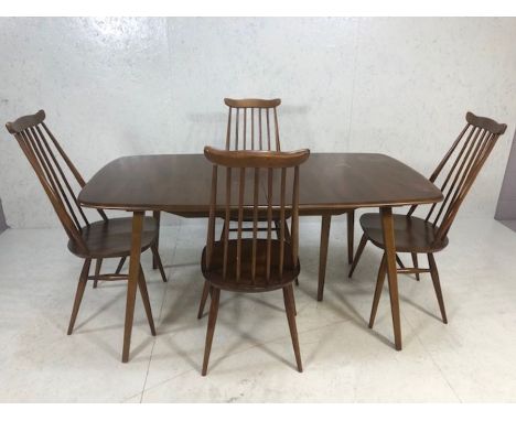 ERCOL extending dining table on splayed tapering legs, approx 223cm x 83cm (fully extended), 152cm x 83cm unextended, accompa