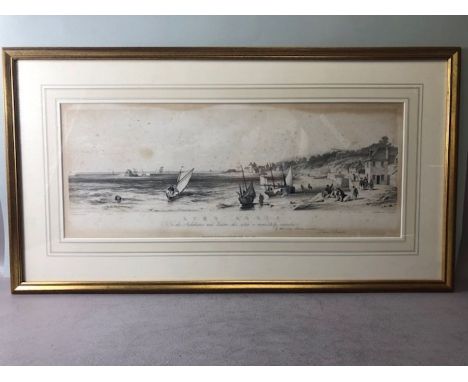 Framed lithograph of Marine Parade, Lyme Regis, 'To the Inhabitants and Visitors this plate is respectfully inscribed by thei
