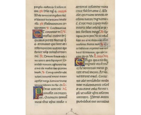 Illuminated Manuscript. Single Leaf from a Breviary of Benedictine Use. North Italy, later 15th century, latin manuscript on 