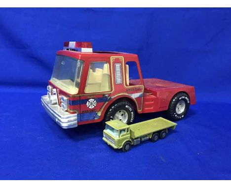 GROUP OF VARIOUS TOY CARSalong with a toy fire engine