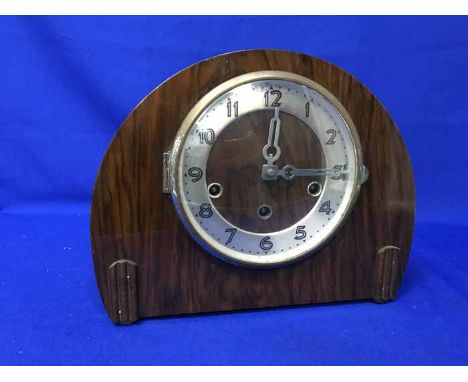 MAHOGANY MANTEL CLOCK AND A WALL CLOCK