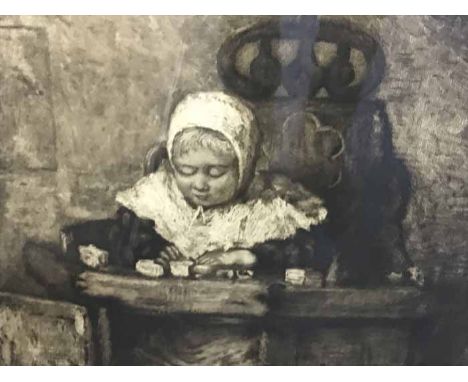 ETCHING OF A CHILD IN A CHAIRby Samuel Hutchinson