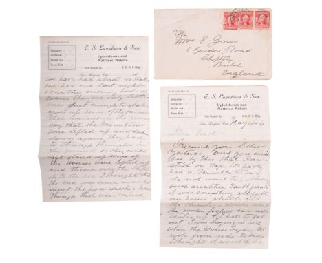 SAN FRANCISCO, four-page manuscript letter on Landsdown & Sons headed paper, vividly describing the 1906 earthquake, 'some ho