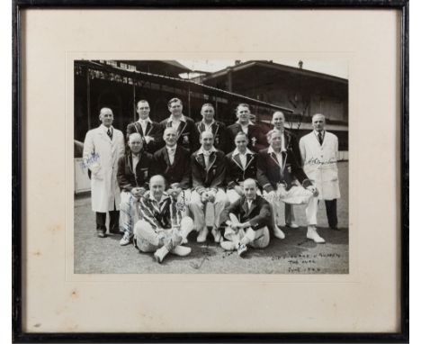 Percy G.H.Fender cricket archive: 1946: Old England v Surrey June 1946, Centenary fund Raiser, a framed and glazed signed Old