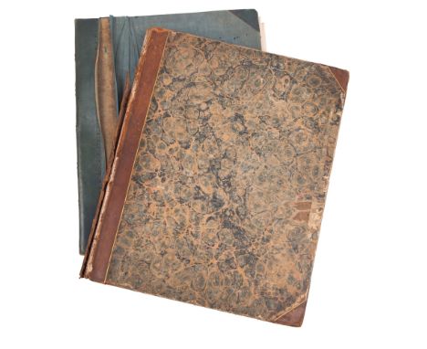 ALBUM ... An untitled album of prints, being steel engravings of men of the day, seven hand coloured sporting plates showing 
