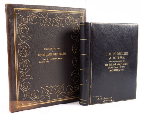 PORCELAIN AND POTTERY CATALOGUE, many manuscript entries, original padded morocco binding, with title in gilt on the upper co