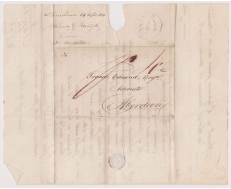 Great Britain 1835-Postal History-E.L. Expense account, dated 14 April 1835 Stonehaven posted to Aberdeen, manuscript P.4 1/2