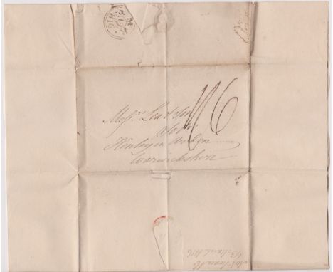 Great Britain 1816 Postal History - E.L. Dated March 19th 1816-posted to Henley in Arden-manuscript 1/6-double ring MR/B(19)/