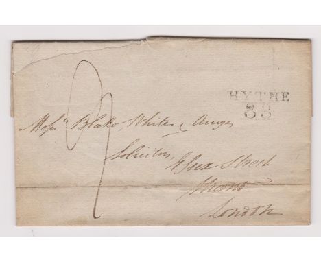 Great Britain 1812 Postal History - E.L. Dated 13th Dec 1812, Hy the posted to London-manuscript 7-2 line Hythe 83 mileage ca