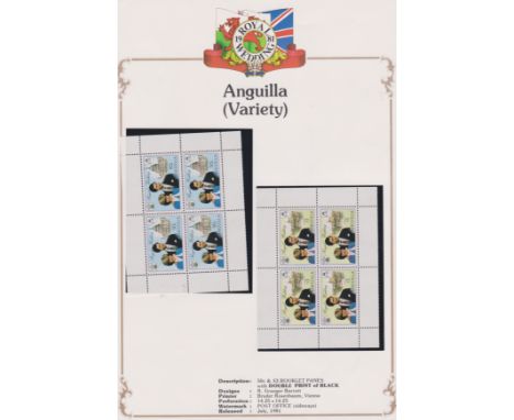 Anguilla 1981-Royal Wedding-u/m booklet panes with double print of black SG464 block of (4)x50c SG466 block of (4)x$3