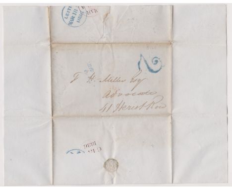Great Britain 1836 Postal History - E.L. Dated 18th March 1836 Leith posted within Leith-blue manuscript print 2-blue single 