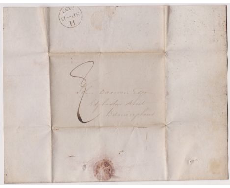 Great Britain 1839 Postal History - E.L. Dated 13th Sept 1839 London posted to Birmingham-manuscript 8-single ring H/SP-13/18