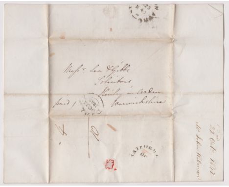 Great Britain 1842-Postal History-E.L. dated Oct 22 1842-Dudley posted to Henley in Arden-manuscript paid Dudley OC22 1842 ca