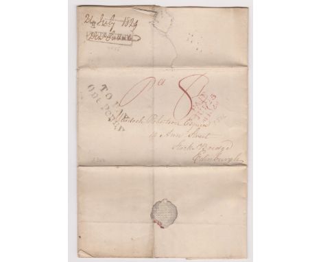 Great Britain 1929 Postal History - E.L. Dated 24th July 1829 Aberfeldy posted to Edinburgh black boxed Aberfeldy ---E cancel
