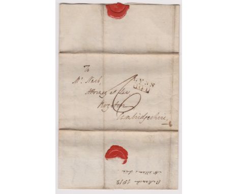 Great Britain 1802 Postal History - E.L. Dated 10th March 1802-Lynn posted to Royston-manuscript 6-2 line Lynn 104 mileage-ca