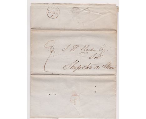 Great Britain 1830-Postal History-E.L. dated 13th Nov 1830 posted to Shipston on Stour-manuscript 7- sing ring I/No.13/1830 c