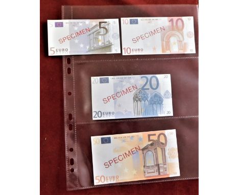 2001-European Central Bank Euro's set 5,10,20,50,100,200 and 500 euros over print 'specimen' scarce-the 500 euro note being t