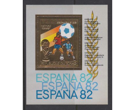 Chad 1982-World Cup Football Spain - souvenir sheet 1500f gold and embossed mint Scott 426