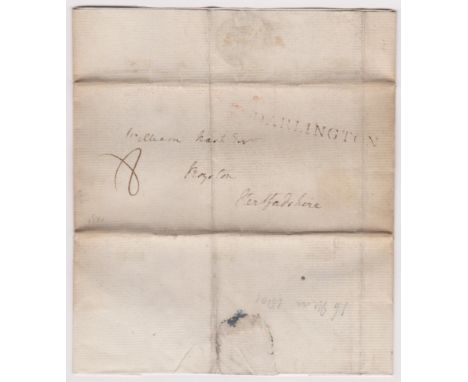 Great Britain 1801 Postal History - E.L. Dated March 16 1801-posted to Royston-manuscript 8 sing line Darlington cancel