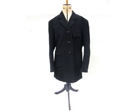 A GENT'S BLACK HUNT COAT  with check lining, size 42', and with 'Old Surrey & Burstow' black hunt buttons