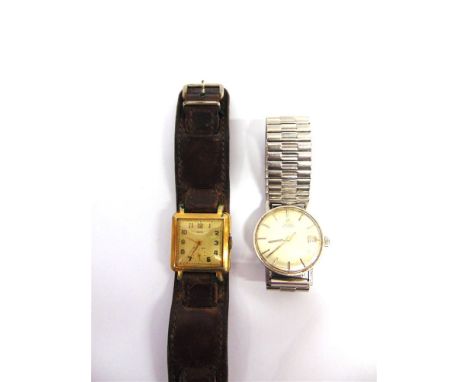 OMEGA AUTOMATIC a gentleman's stainless steel wristwatch, the circular signed silvered dial with steel coloured batons, hands